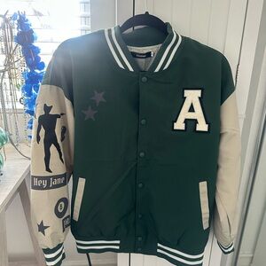 Green and Tan Varsity Jacket